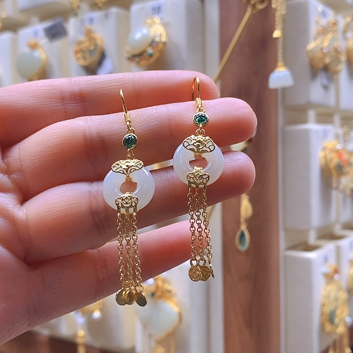 和田玉颈饰银S925镶嵌