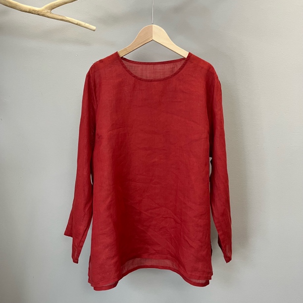 6153麻韵-夏款纯苎麻单层圆领衬衫薄款长袖宽松显瘦上衣百搭纯色