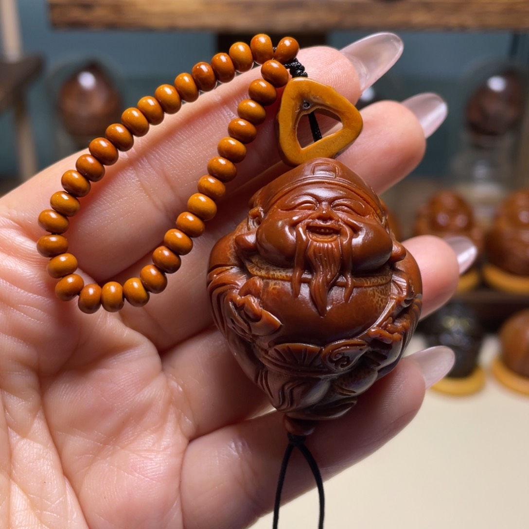 佛螺菩提吊坠玉华财神富贵脸链子一套