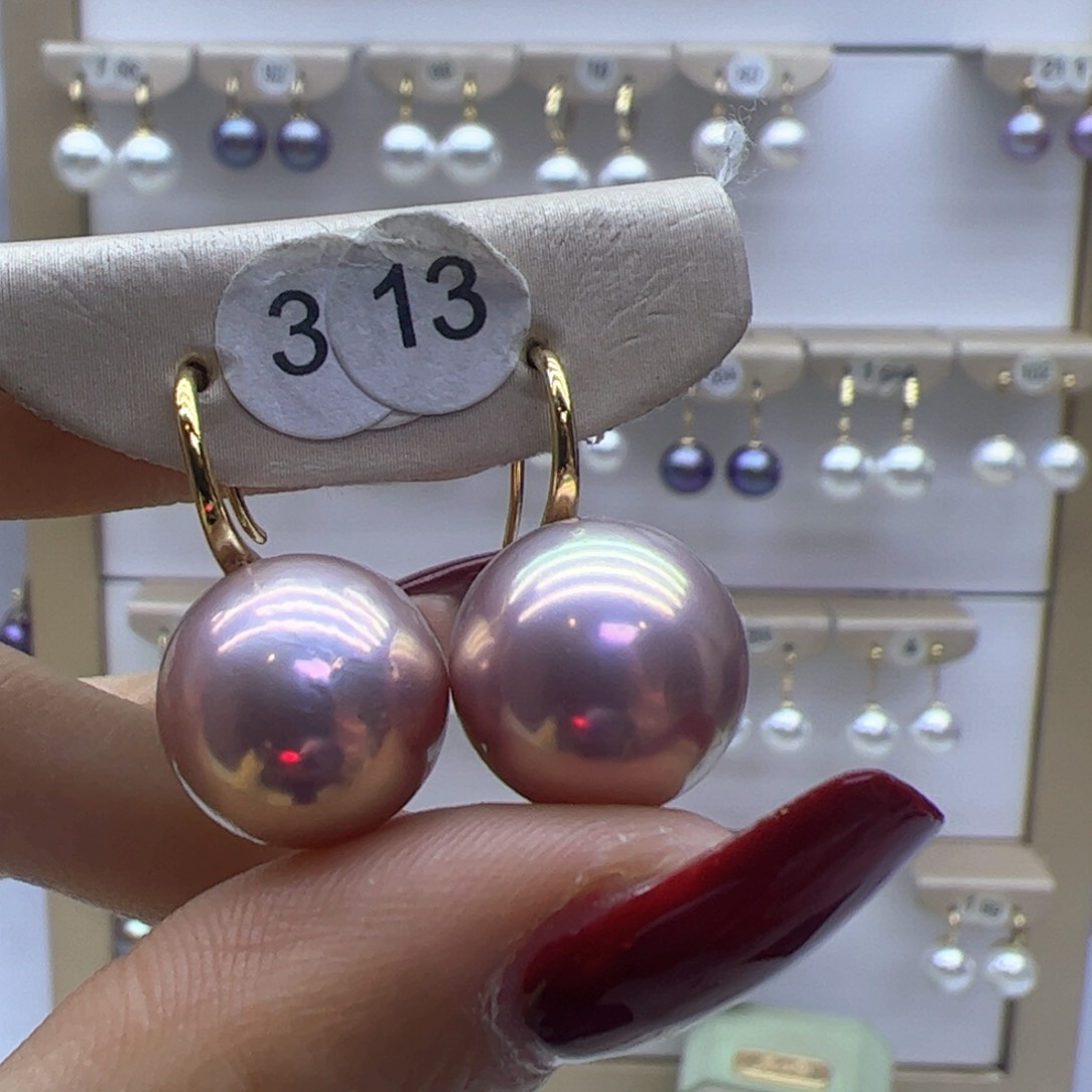 淡水珍珠耳饰18K金镶嵌