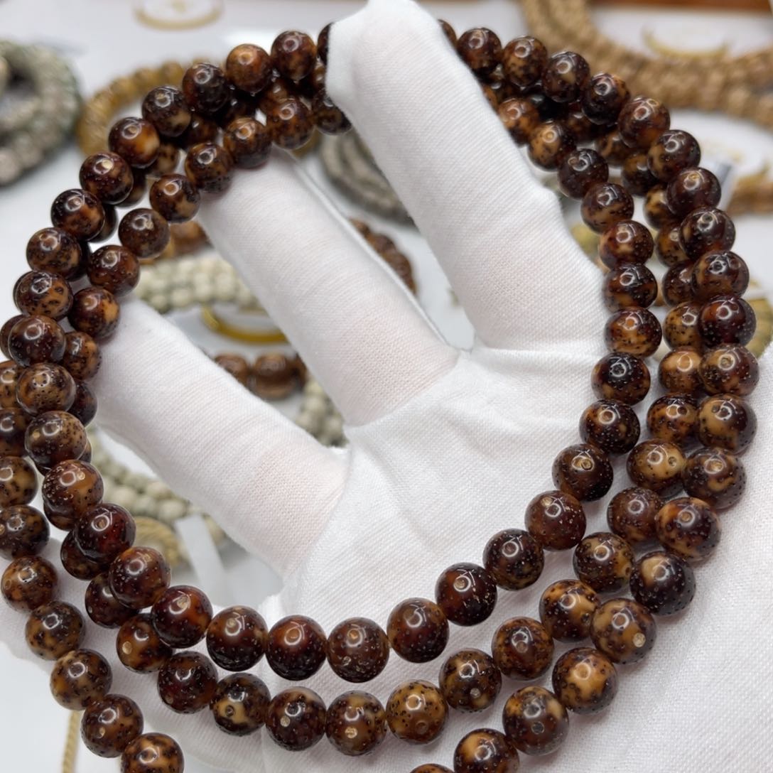 星月菩提吊坠8圆珠黑金果冻