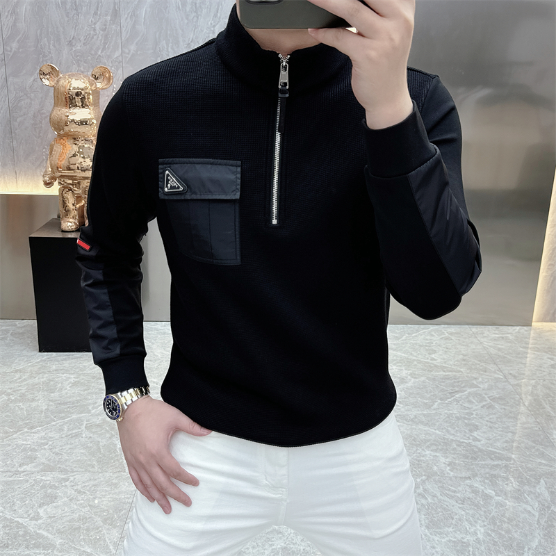 2025秋冬新款欧货时尚修身百搭圆领舒适长袖卫衣男打底衫潮88520