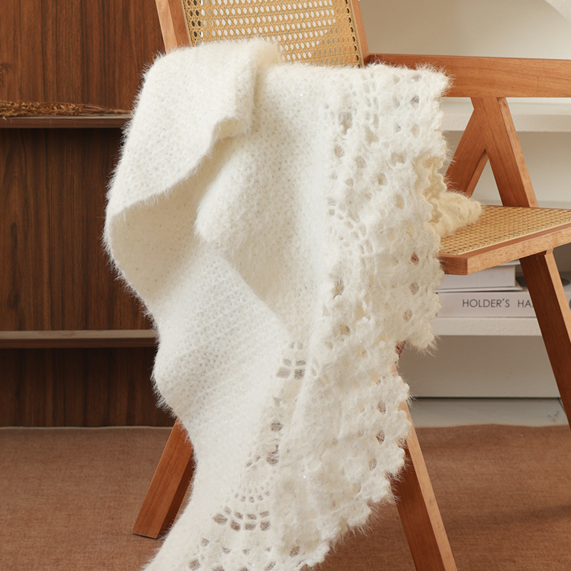 长绒亮片羊毛混纺线贝壳披肩钩织材料【5团装】【50g/团】