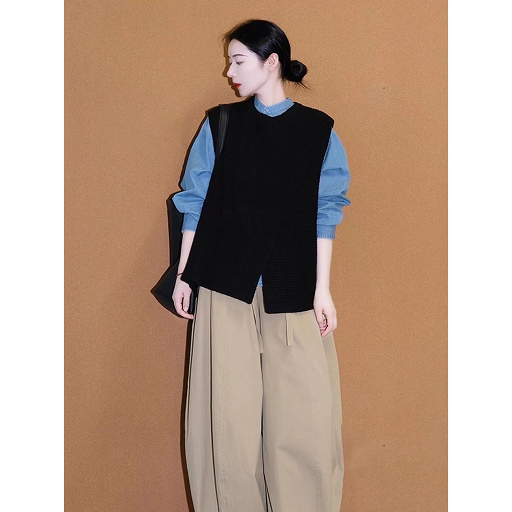 527# 不规则设计 小坎肩 叠搭马甲上衣