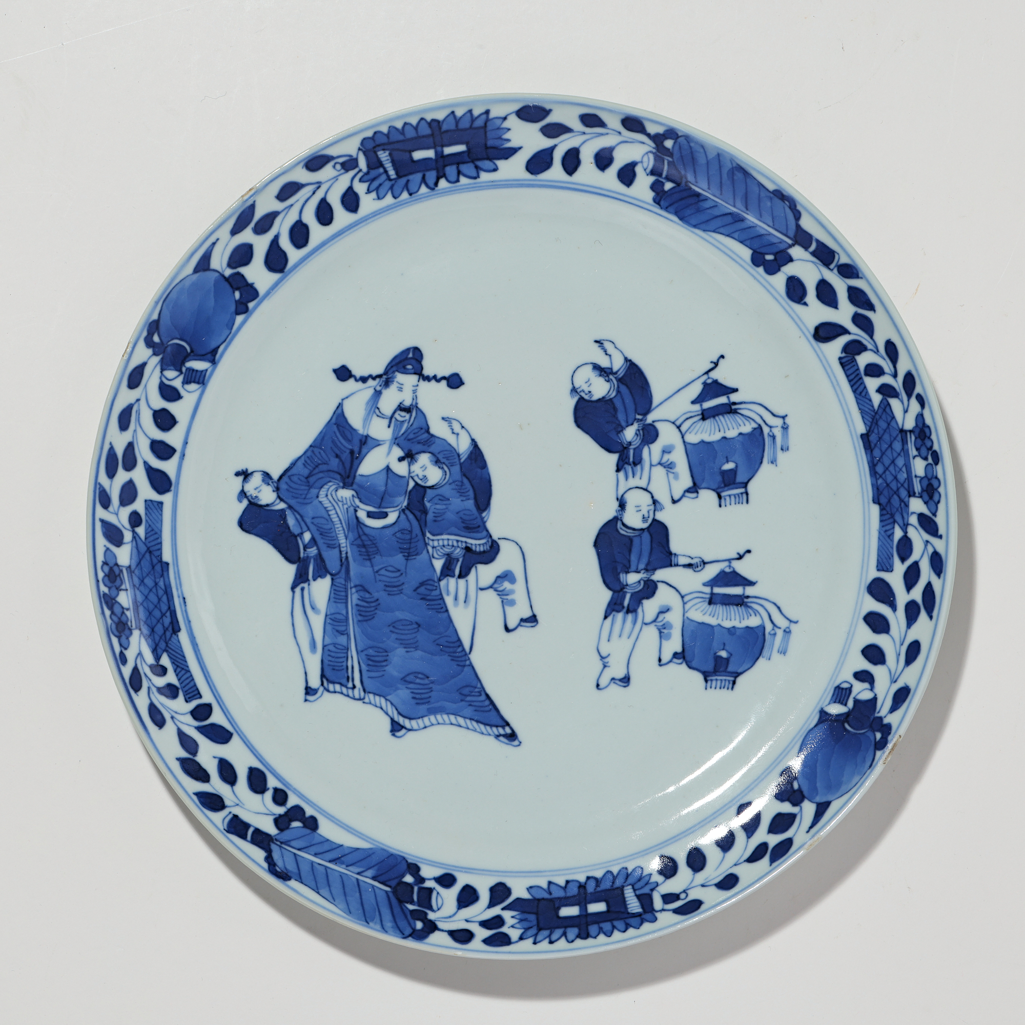 6147清晚期.青花人物盘【古董拍卖】