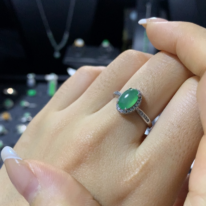 翡翠银S925镶嵌戒指