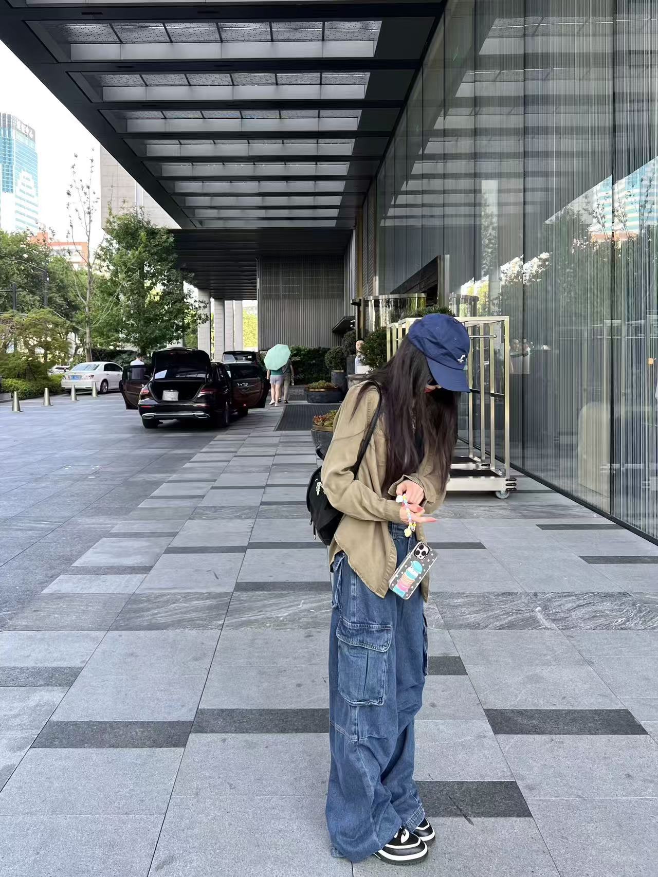 2025早秋新款时尚百搭休闲裤中腰工装裤秋季夏季水洗牛仔裤口袋