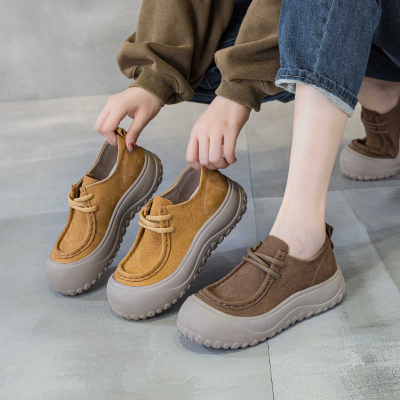 | 婉若游龙 | 5公分 头层牛皮休闲软底不累脚真皮手工女鞋 9669