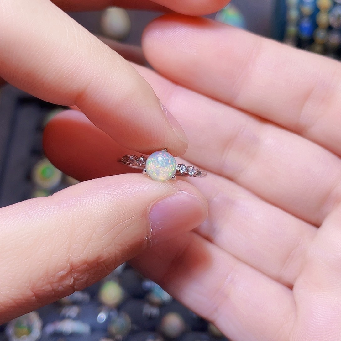 欧泊戒指）银S925镶嵌