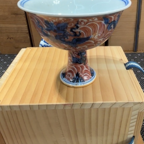 杯矾红海八怪高足杯