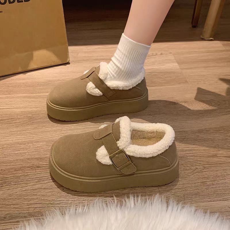 KC857厚底加绒勃肯鞋女2025款秋冬乐福鞋博肯棉鞋子保暖雪地靴
