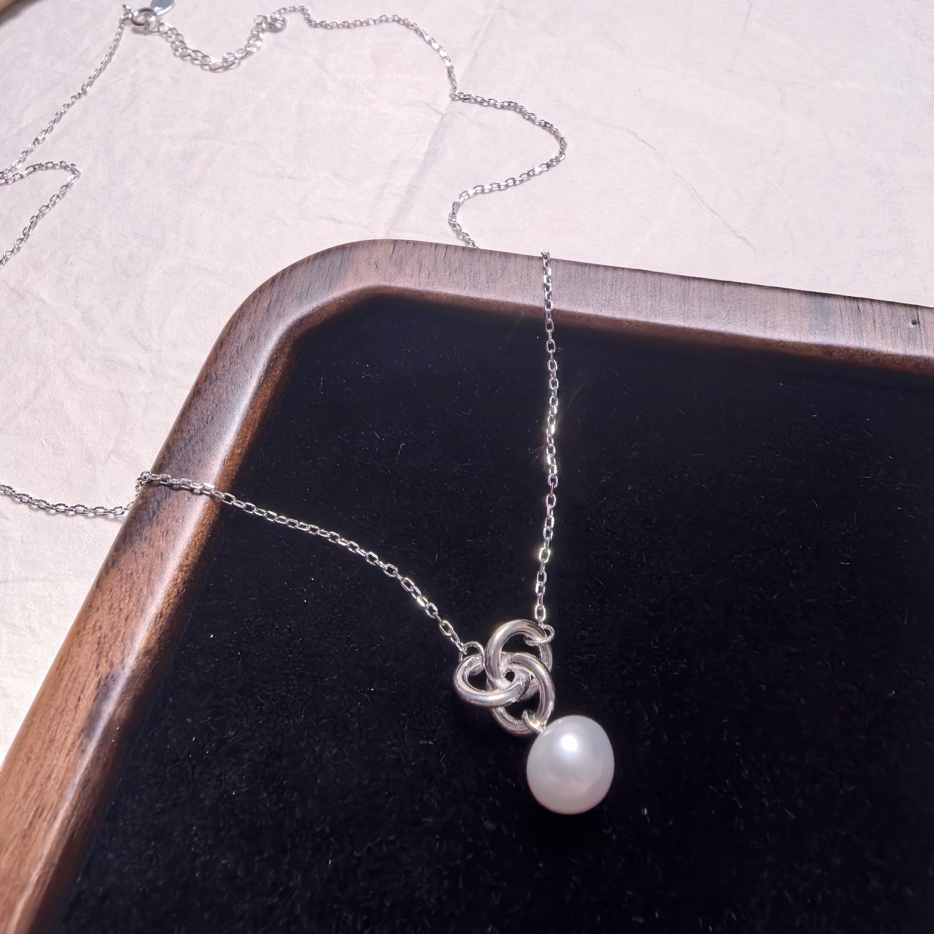 坠链均925银亚克力 日韩时尚百搭简约气质精致环环相扣珠光银项链