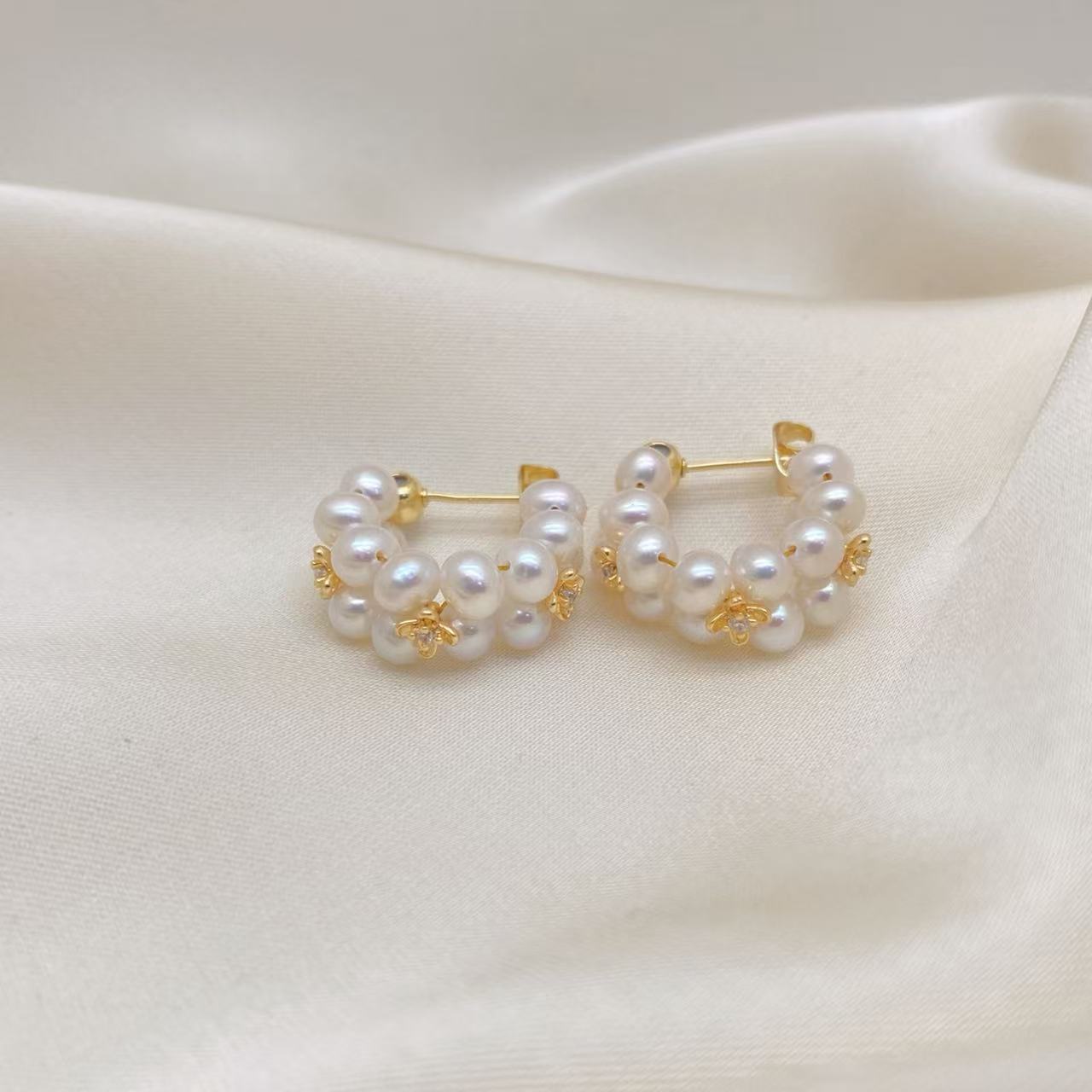 LH056【金桂飘香珍珠耳环】气质白色轻奢时尚百搭复古法式小众气质