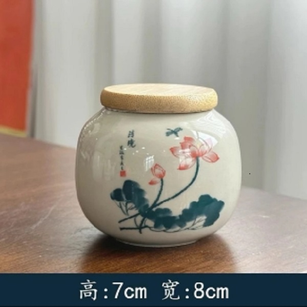 F247-荷花粗陶茶叶罐XMG
