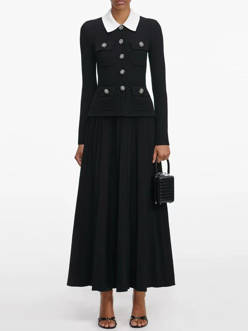 【婳霓】赵丽颖同款洋气法式轻奢气质名媛针织连衣裙25529/25530