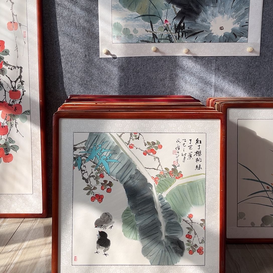 国画书画作品带框63×63