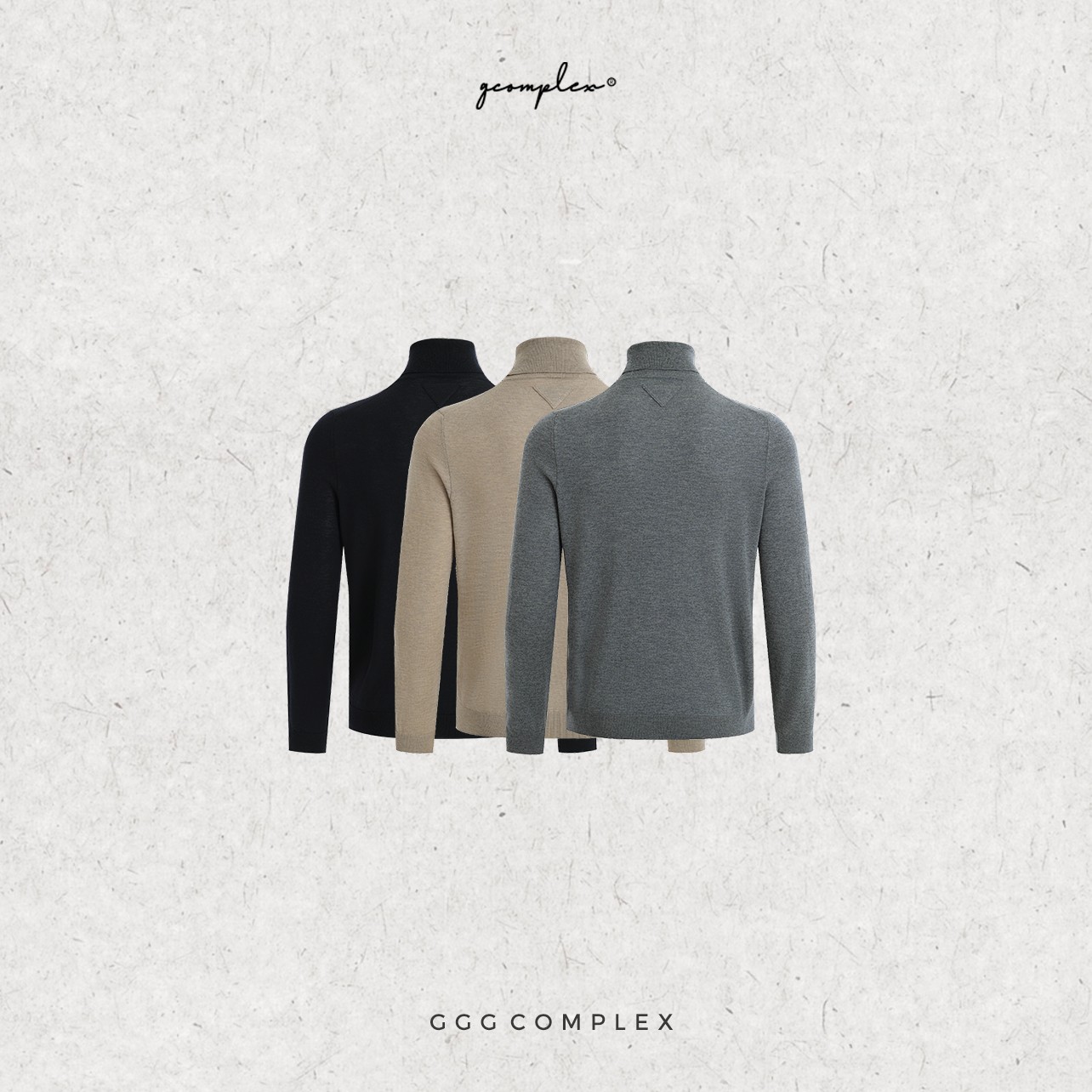 【GGG】 15.5微米 三角标百分百美利奴羊毛男士商务高领针织衫毛衣