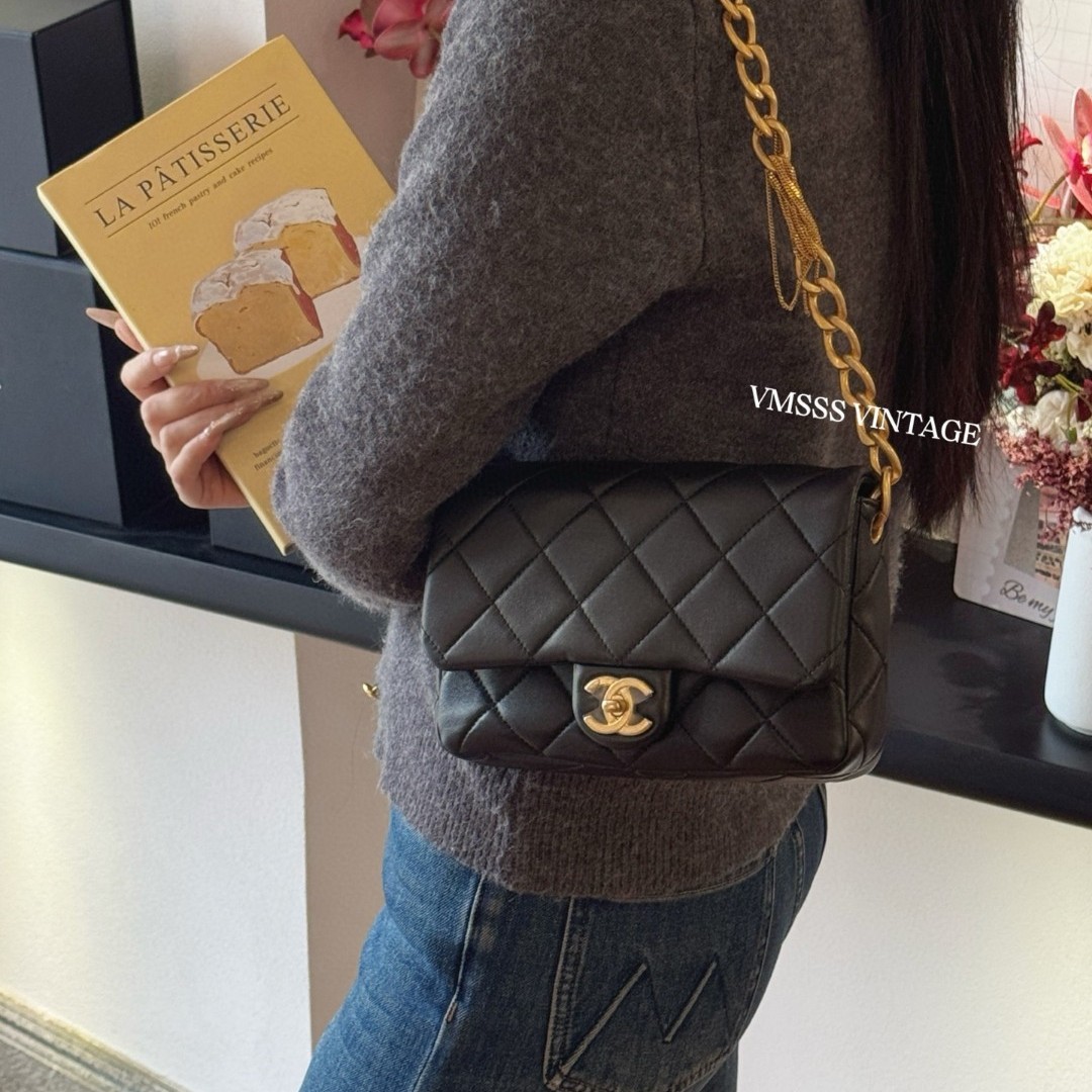 99新 Chanel/香奈儿 23A流苏链条方胖子芯片单肩包/10658 百搭ins