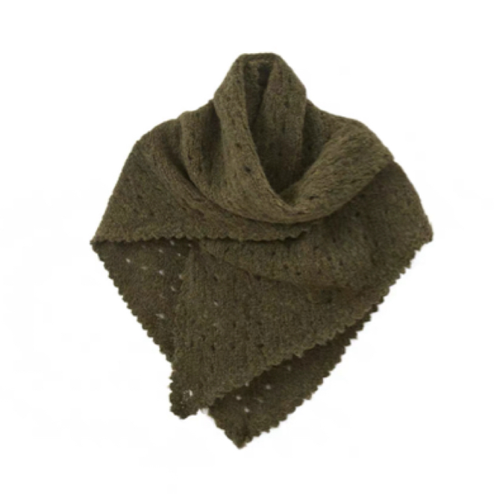 左岸迷香羊毛混纺针织围巾 原创小众提花保暖三角巾 披肩25FW7201