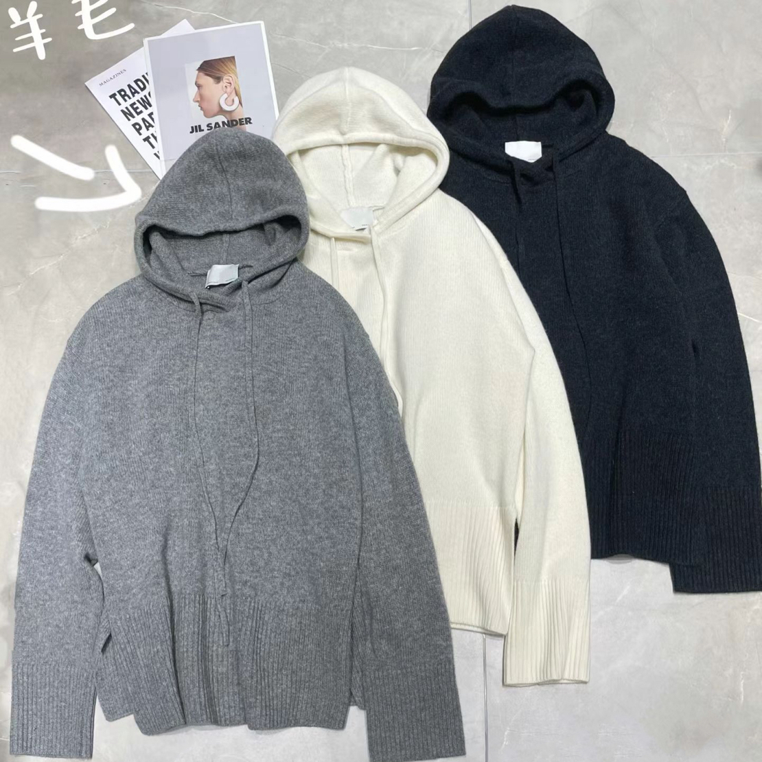 羊毛带帽卫衣欧J279