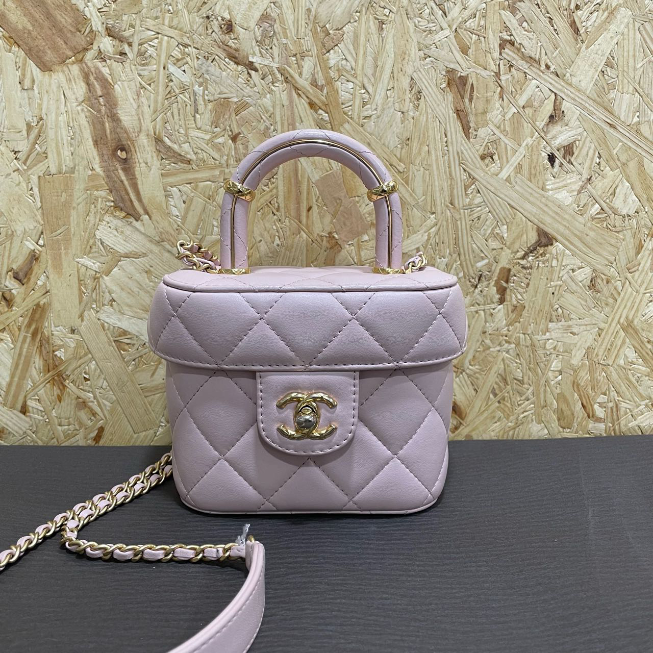 99新 Chanel/香奈儿 粉色牛奶盒子羊皮23年芯片 US5121314