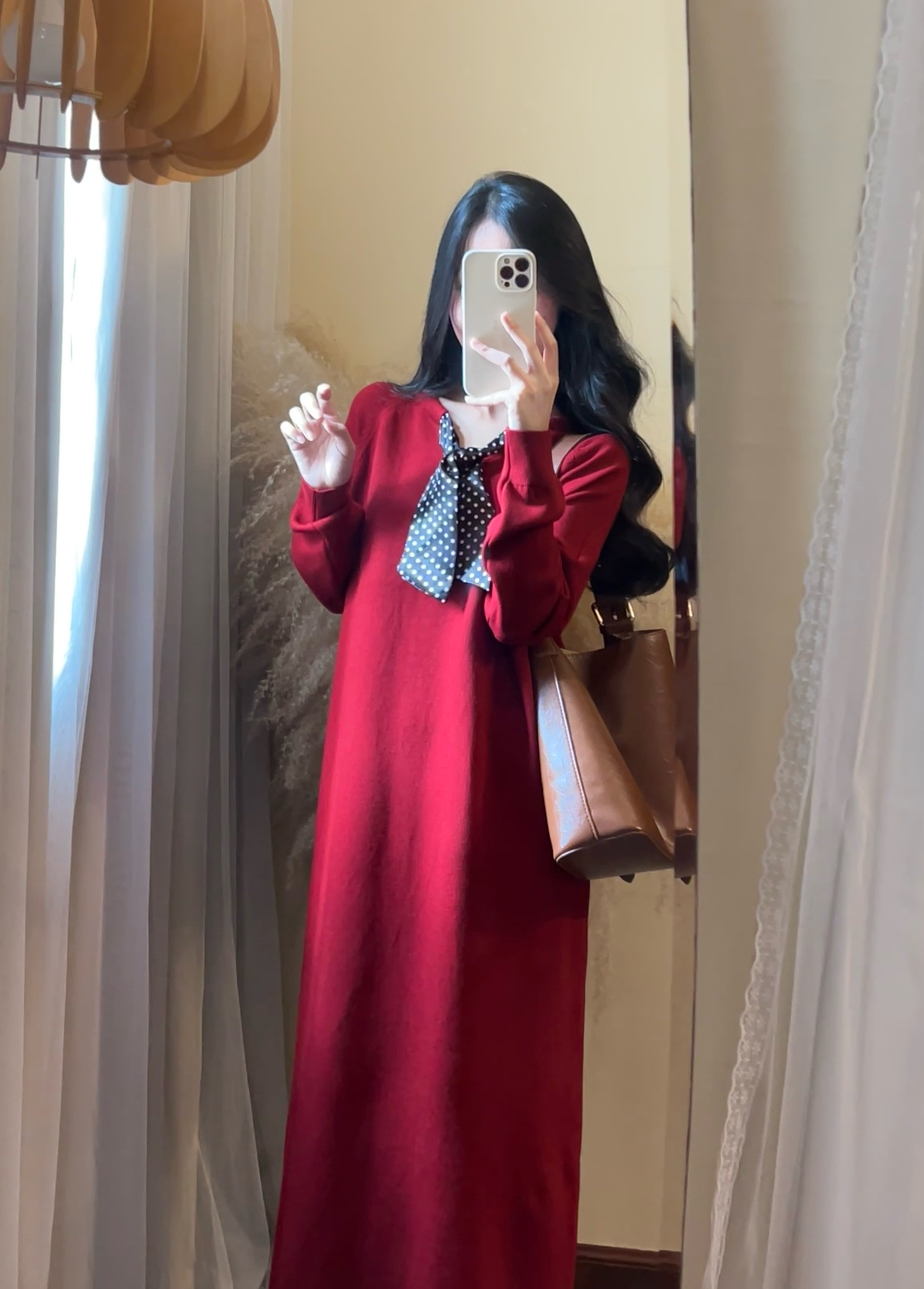 【ROUROU】哈利学院｜学院减龄百搭休闲针织秋季新款配丝巾连衣裙