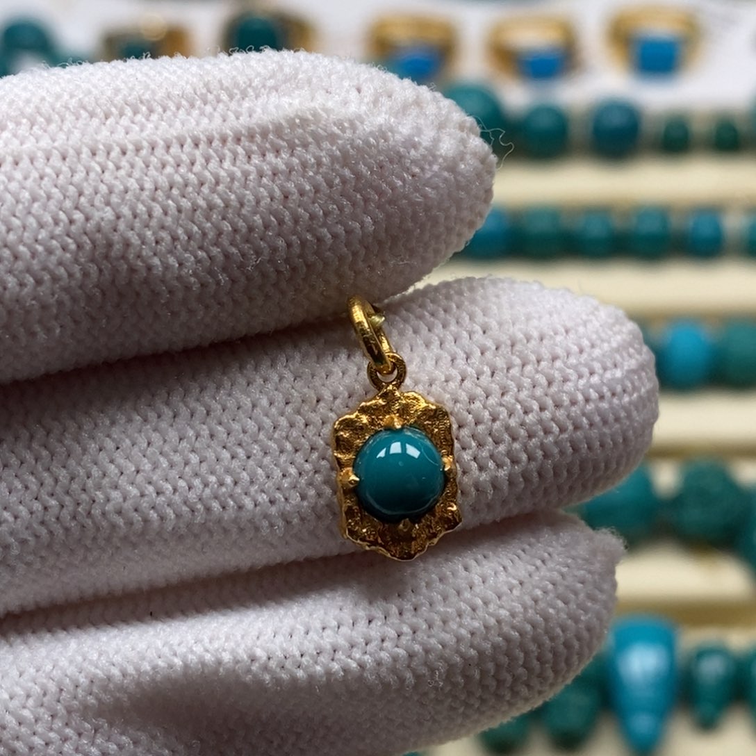 绿松石18K金镶嵌珠宝奇石A978