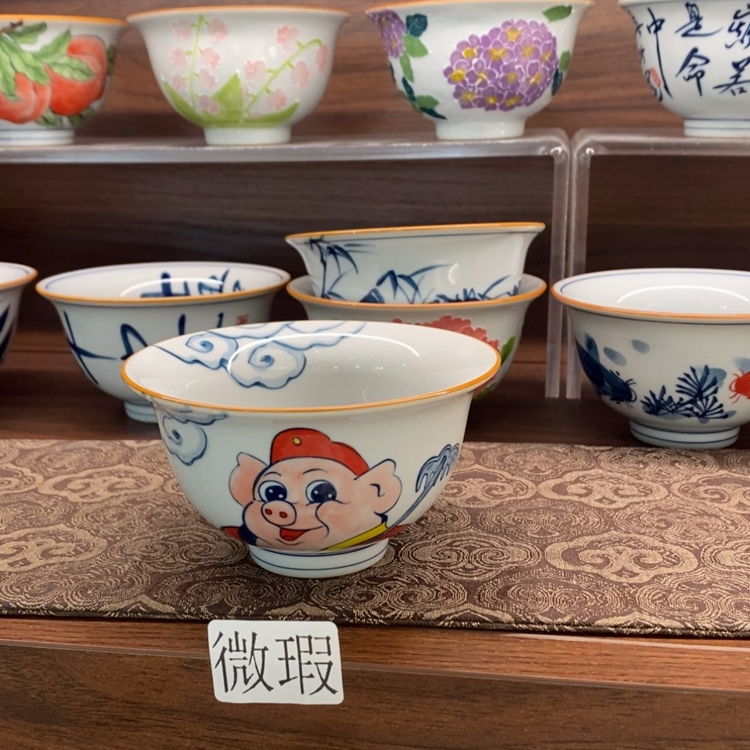 釉下彩老陶泥手工绘制