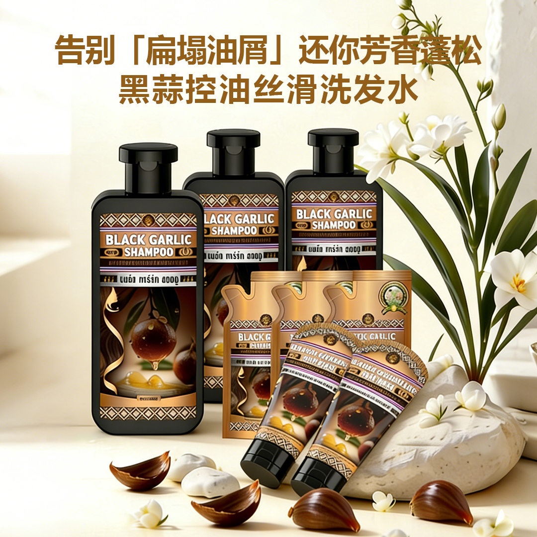 黑姜黑蒜山茶花洗发膏清爽柔顺去屑控油蓬松温和草本洗护套