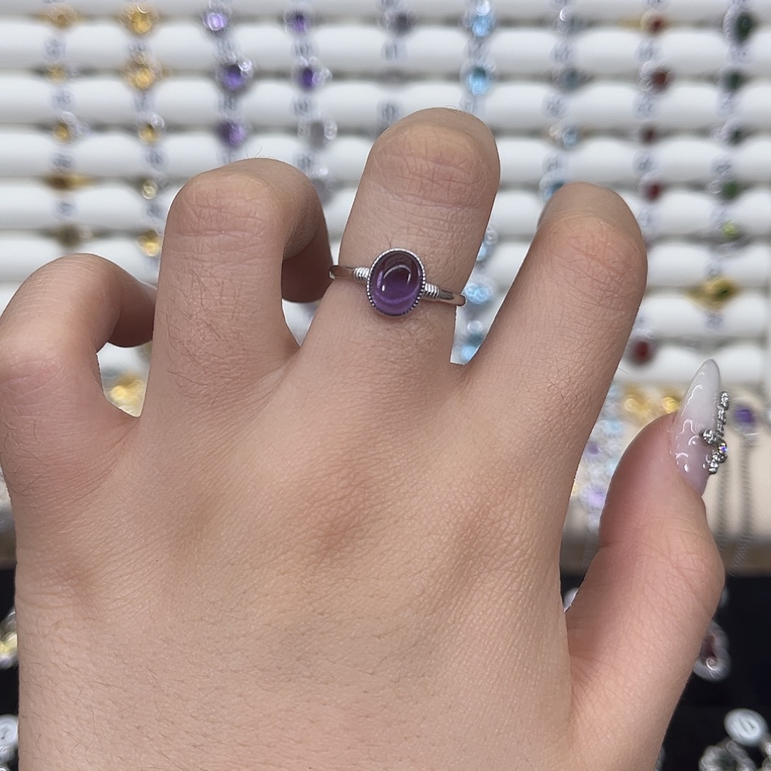 紫晶银S925镶嵌戒指
