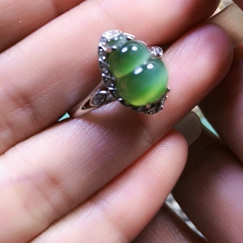 和田玉银S925镶嵌戒指