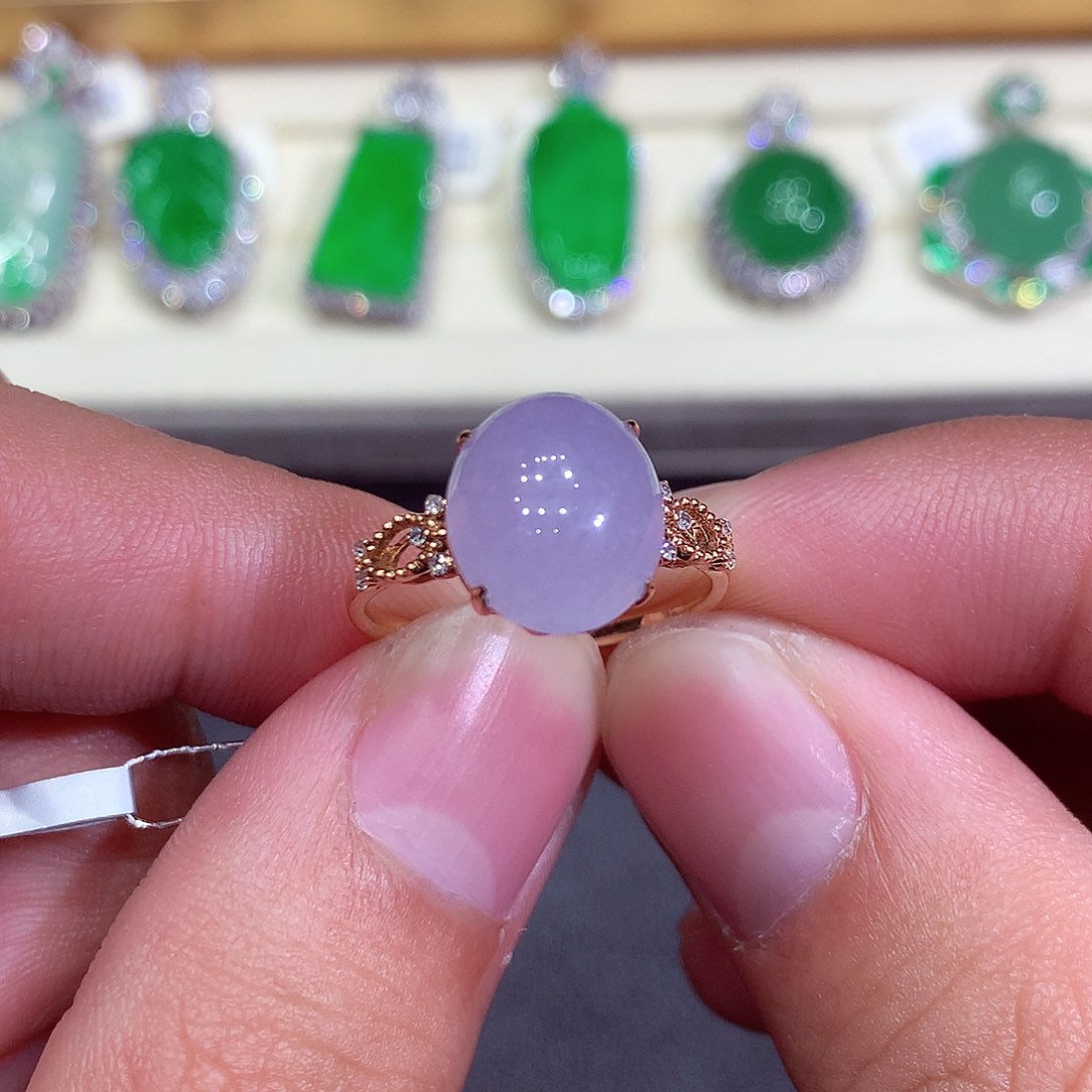 翡翠吊坠(不含链)18K金镶嵌