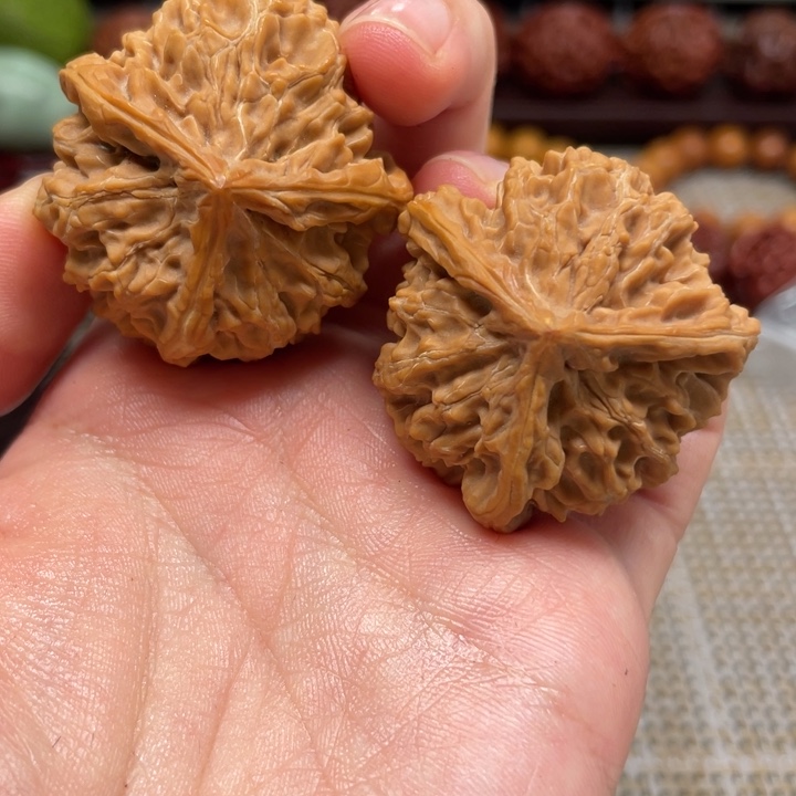 桃核把件三棱文玩核桃白茬