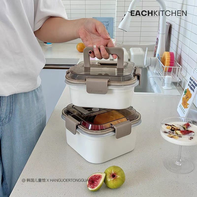 不锈钢白色保鲜盒 大小号（盖子微瑕，不退换）