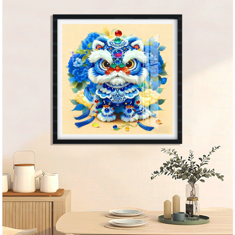 【古绢布】蒙娜丽莎皇室十字绣瑞狮富贵图