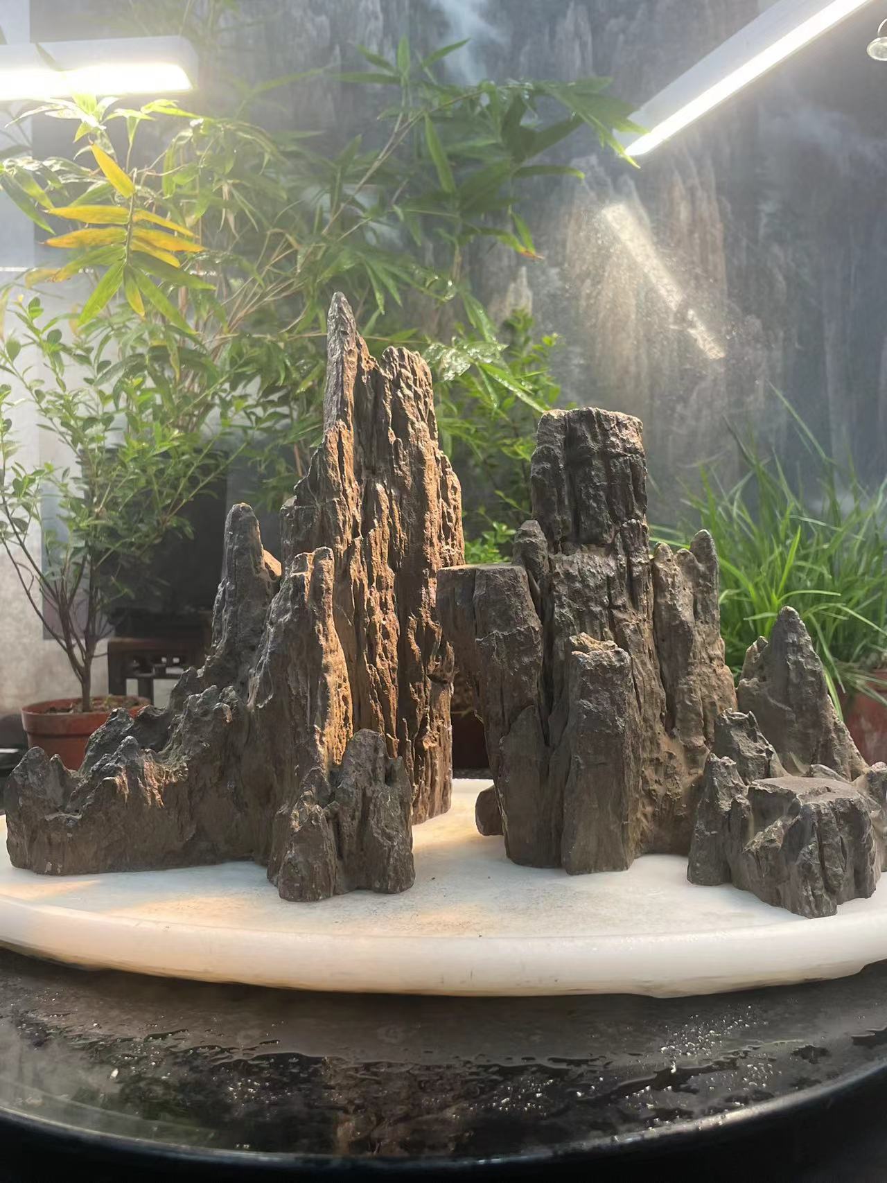 8823尺寸【长35cm*宽16cm*高23cm】青龙石鱼缸造景石仿石造景摆件