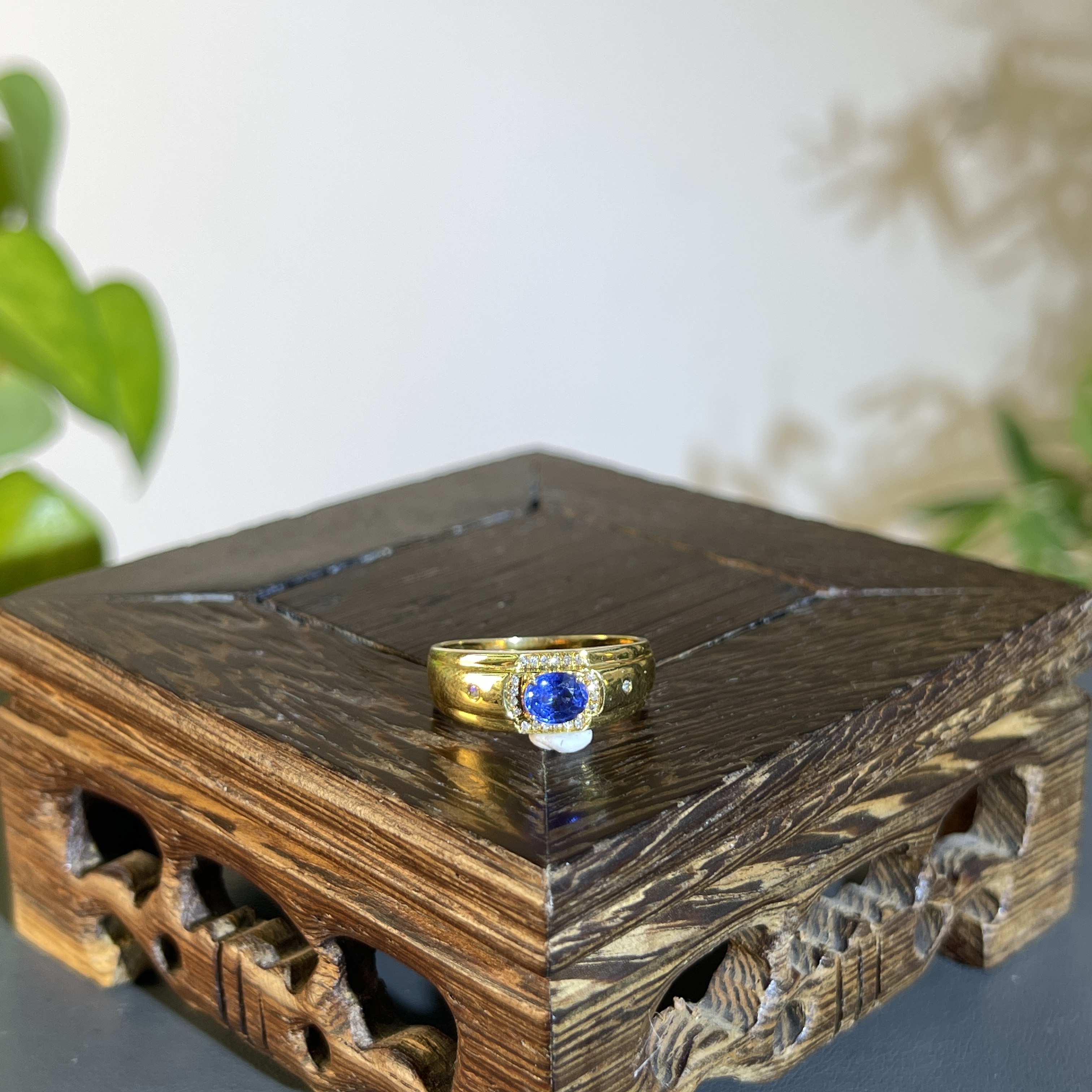 JTA11-197 18K含钻镶嵌蓝宝石戒指14#