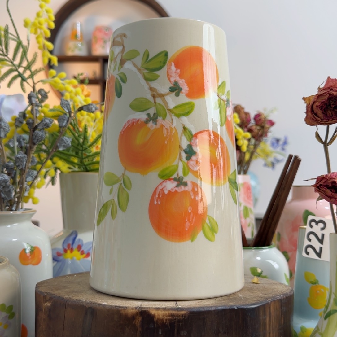 摆件景德镇手绘陶瓷花瓶摆件无孔