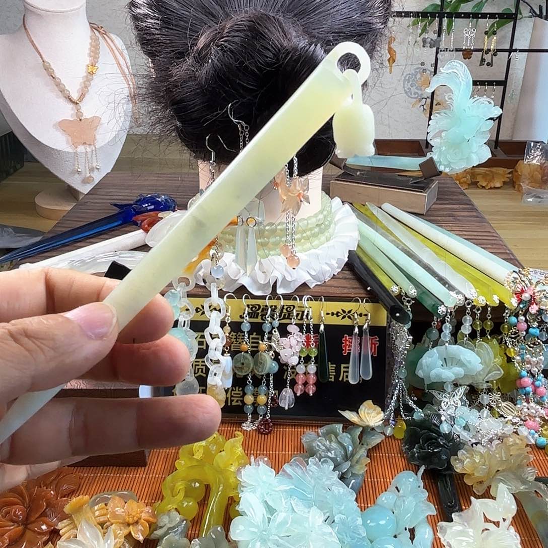蛇纹石玉合金发饰