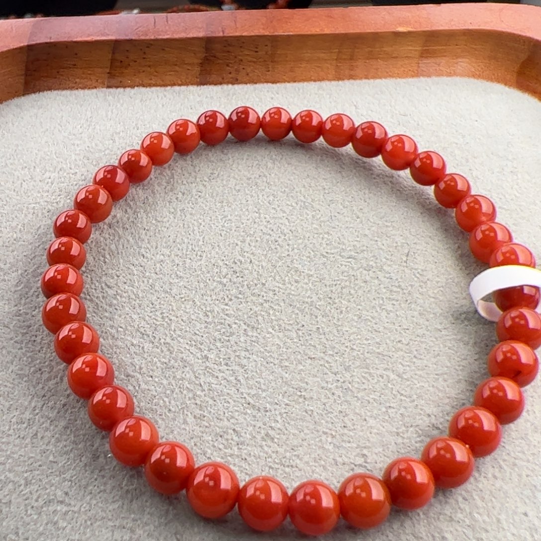 南红玛瑙（满肉柿子红手串5+）未镶嵌