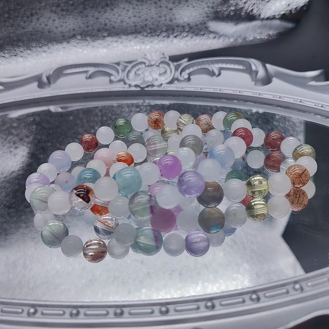 硕夏天然水晶多宝9-10mm设计款单圈手链多样性发其一SX261