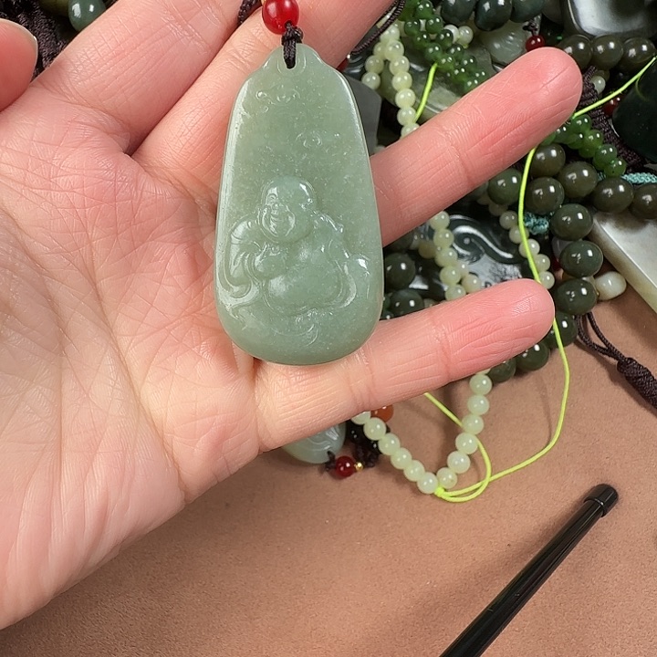 和田玉颈饰银S925镶嵌