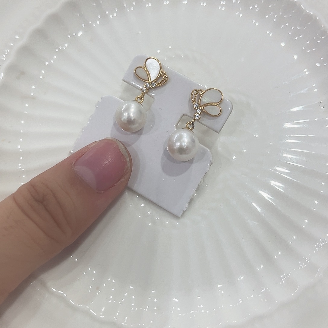 花岗石纯铜锡合金纯铜珍珠耳饰