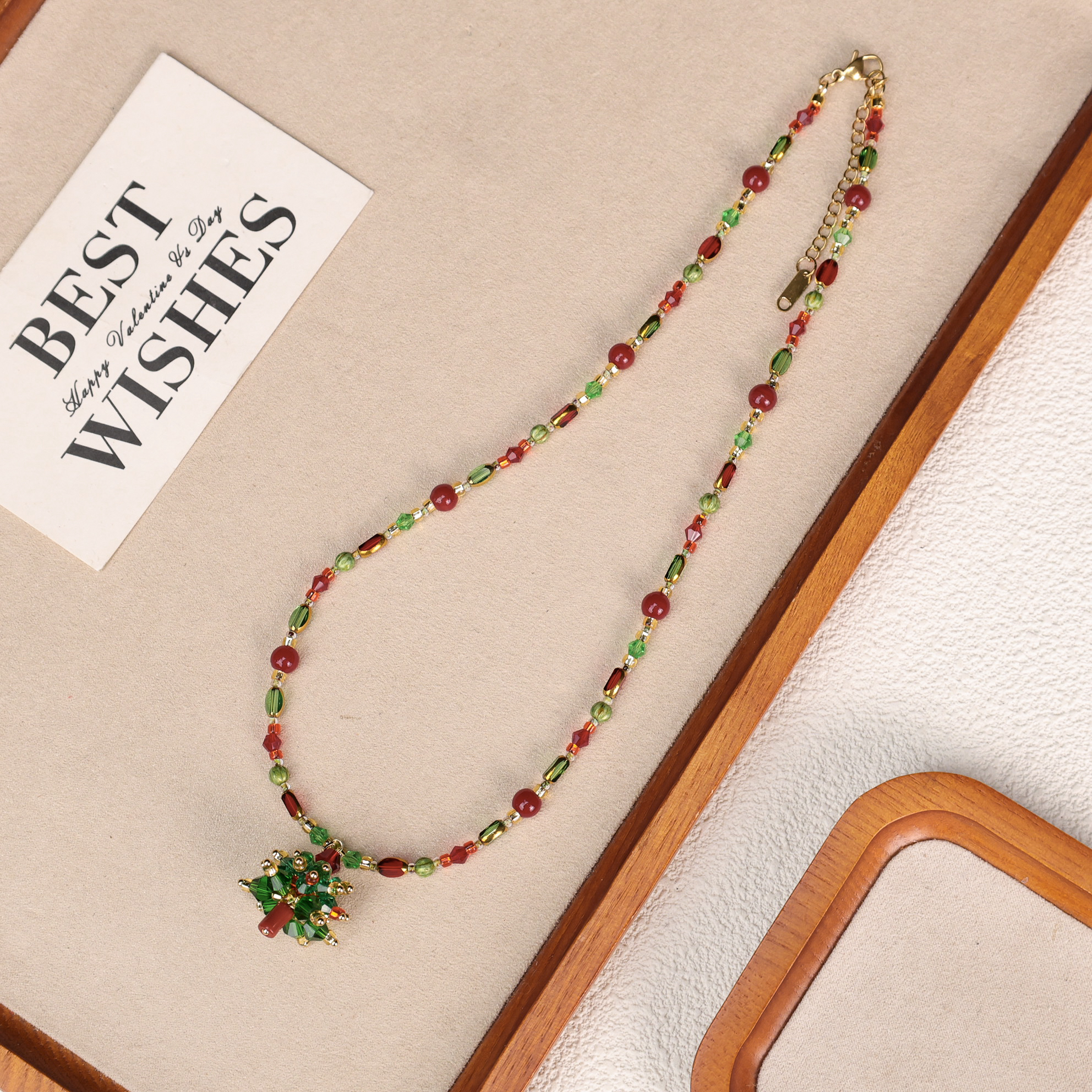 LZ4879【圣诞树】圣诞节红绿圣诞树琉璃项链