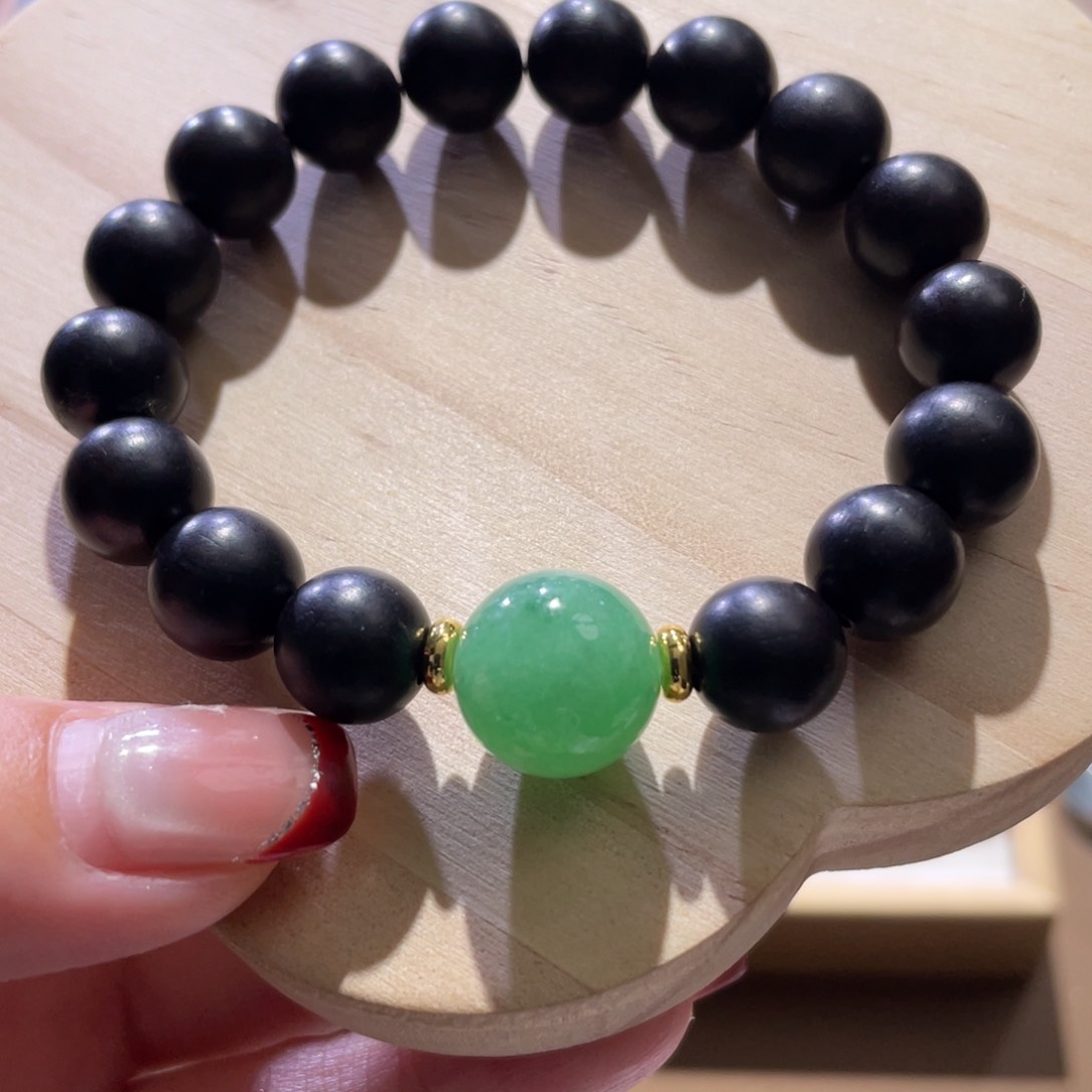 翡翠散珠天然缅a阳绿翡翠单珠手串