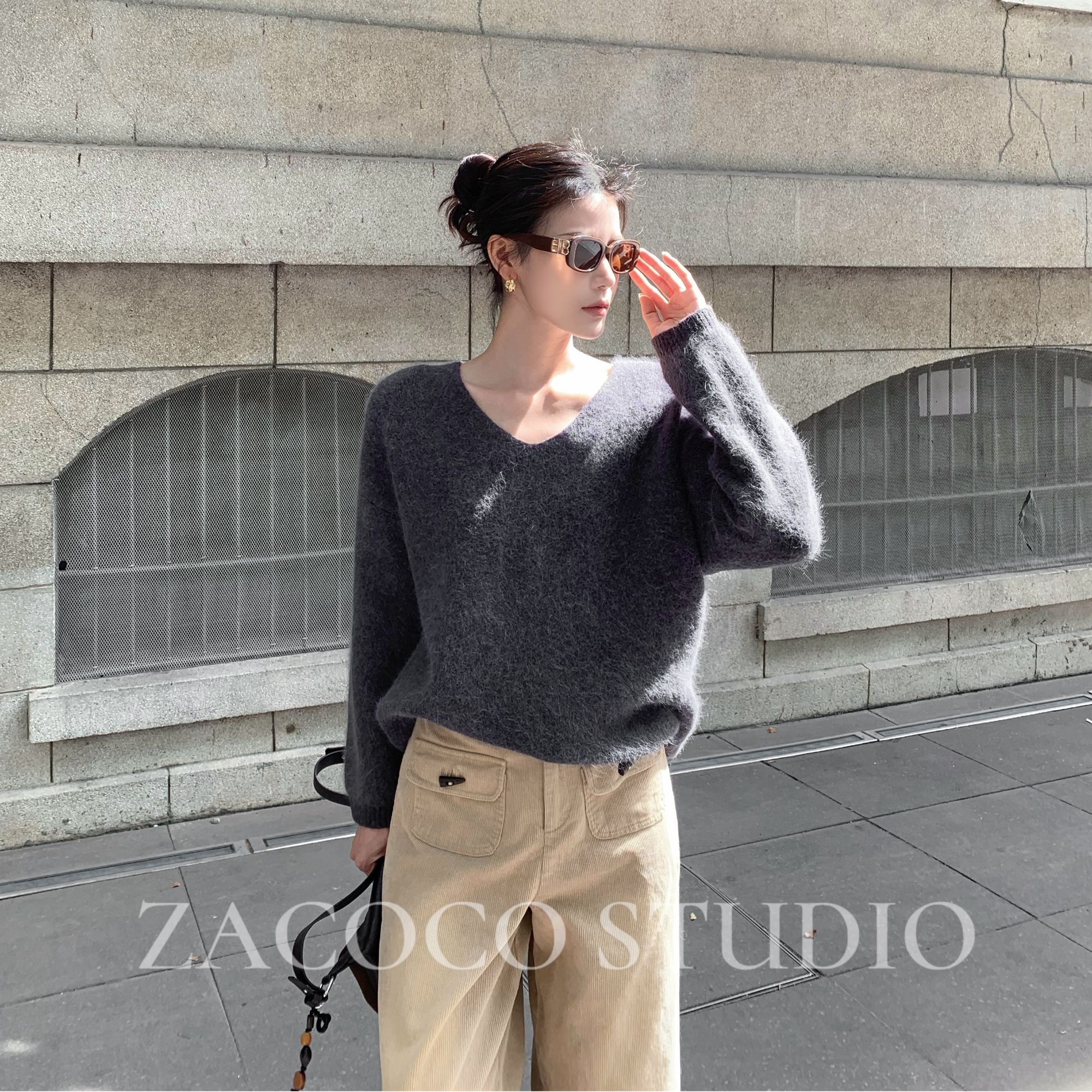 【ZACOCO】秋季新款时尚洋气百搭拍照必备流行宽松秋冬针织毛衣3543
