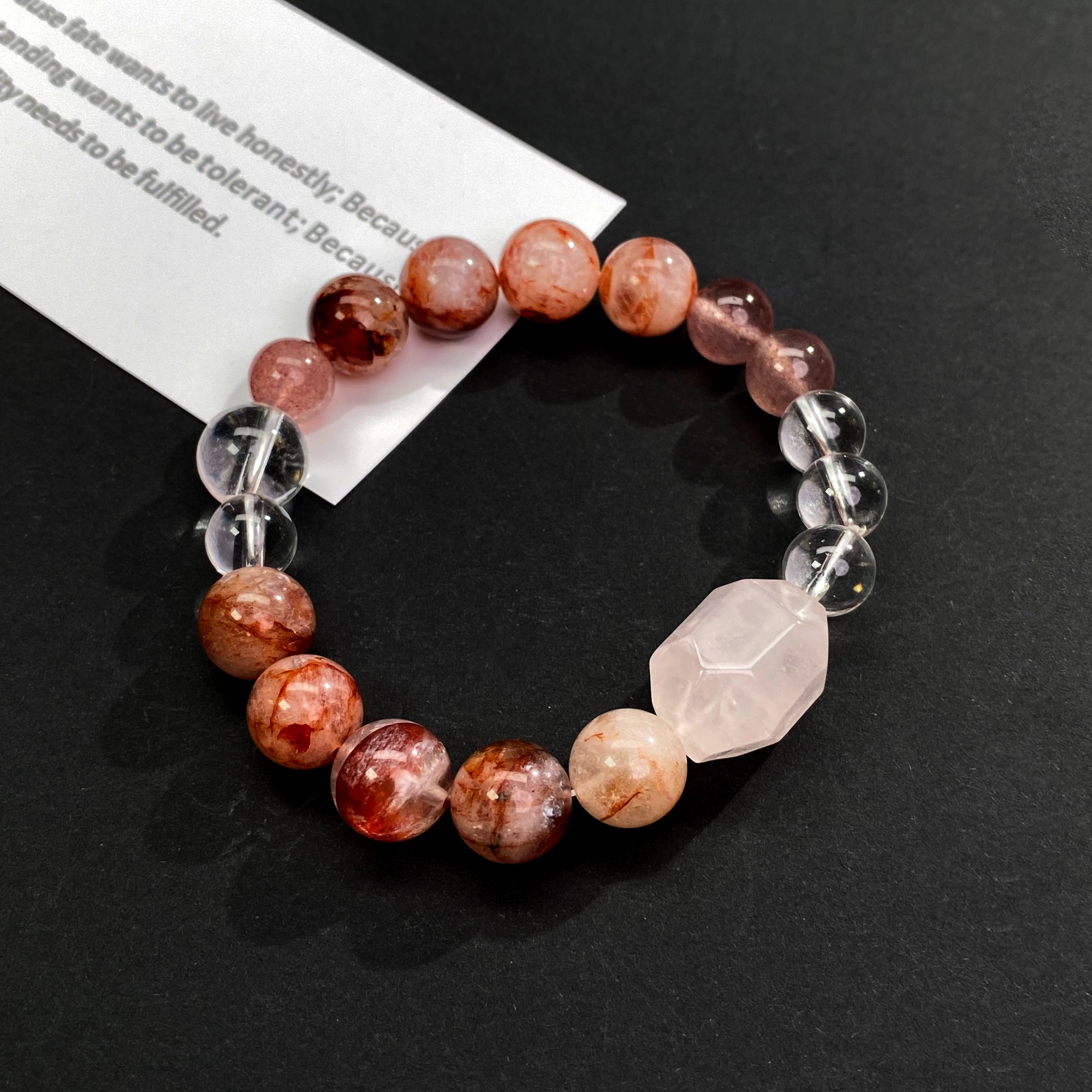 天然红胶花原创设计感水晶手串