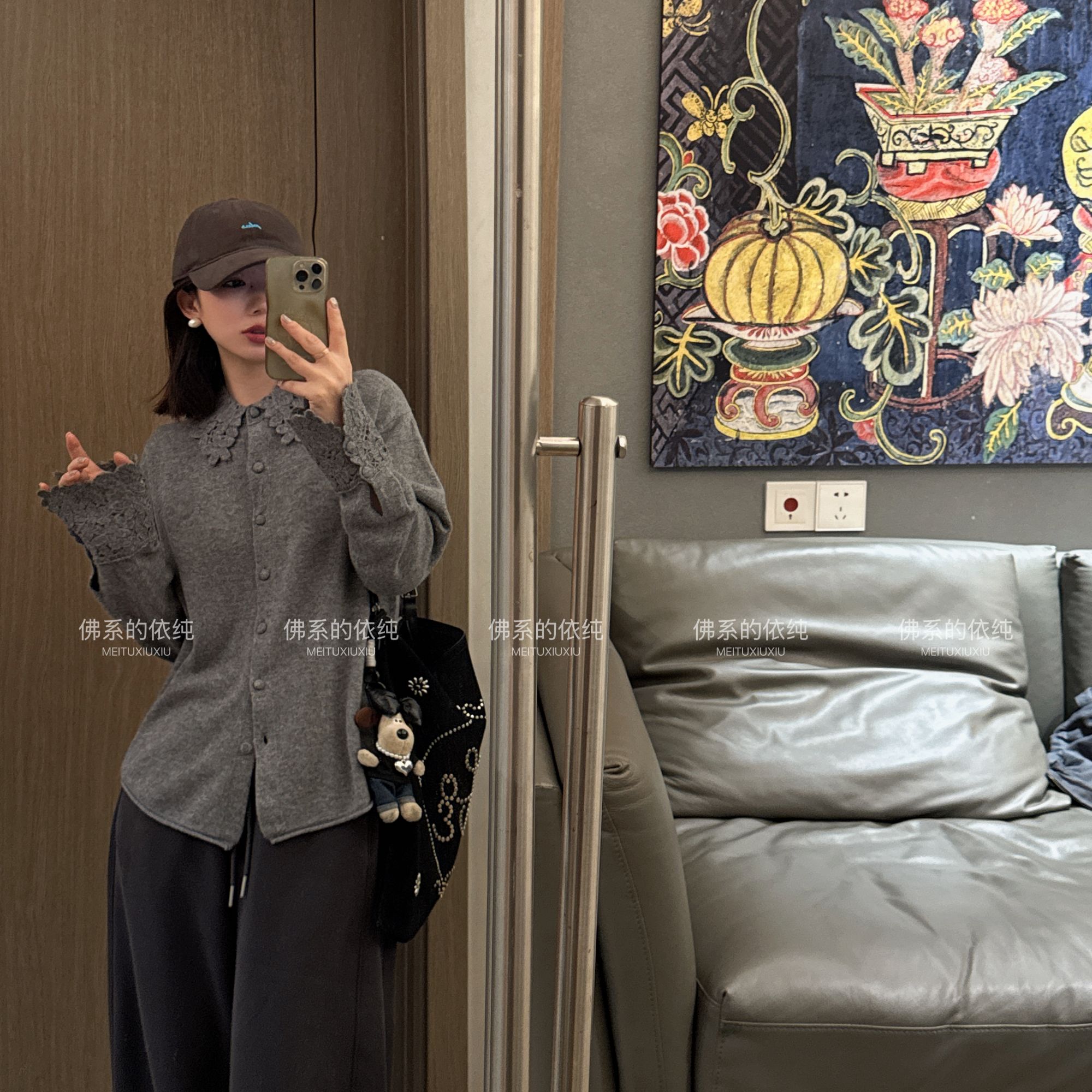 【NO退NO换】欧货【美丽诺言】镂空手工珍织咩咩针织开衫m