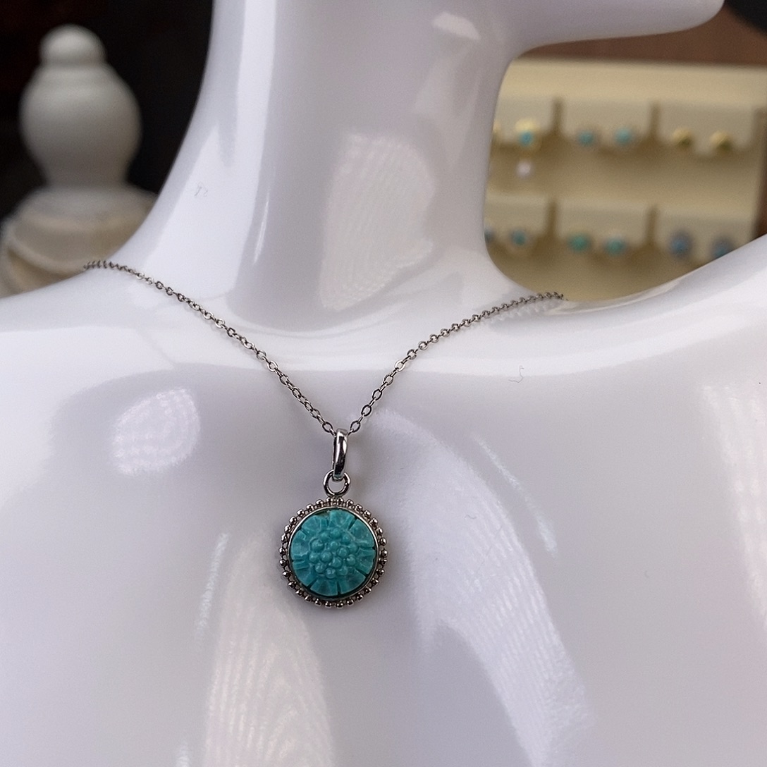 绿松石颈饰银S925镶嵌