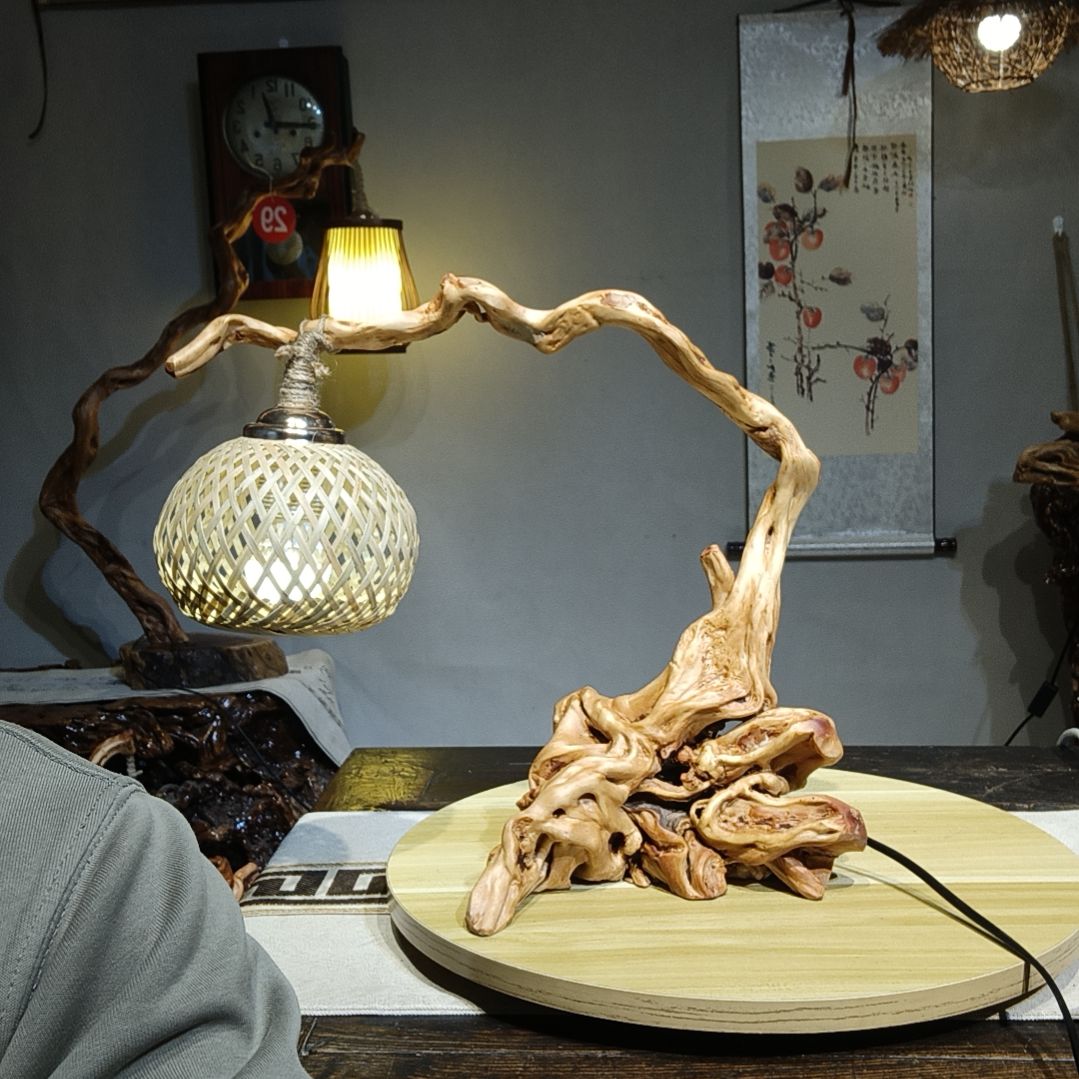 龙***子木随形意境茶灯台灯